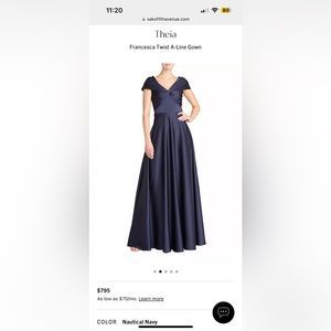 👗 Mother of the Bride Theia Francesca Twist A-Line Gown Worn Once
